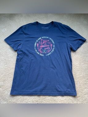 Life Is Good Men’s Blue Short Sleeve Crusher T Shirt - Size L - VGUC - Tools